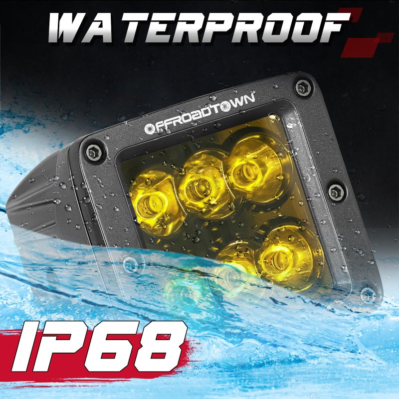 OFFROADTOWN Amber LED Cubes, OFFROADTOWN LED Pods 2PCS 3Inch 120W High Lumen Spot Cubes Yellow Fog Lights Off Road Driving Light Waterproof for Trucks ATV SUV Marine Front Bumper - Image 4